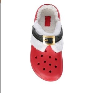 CROCS Christmas Red Slippers with Black Buckle Woman’s 6 Mens 4 NWT